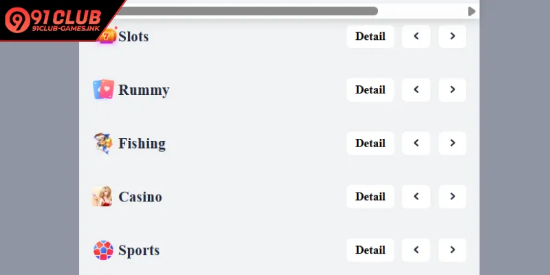 Gaming halls at 91 club offering diverse entertainment options